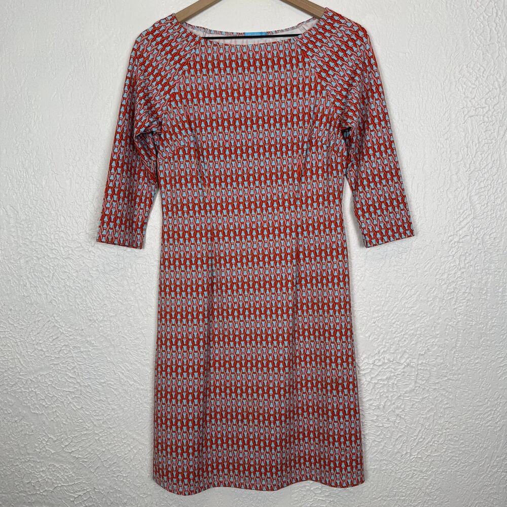 J. McLaughlin Catalina Cloth Chain Rope Link Print 3/4 Sleeve Dress Size XS